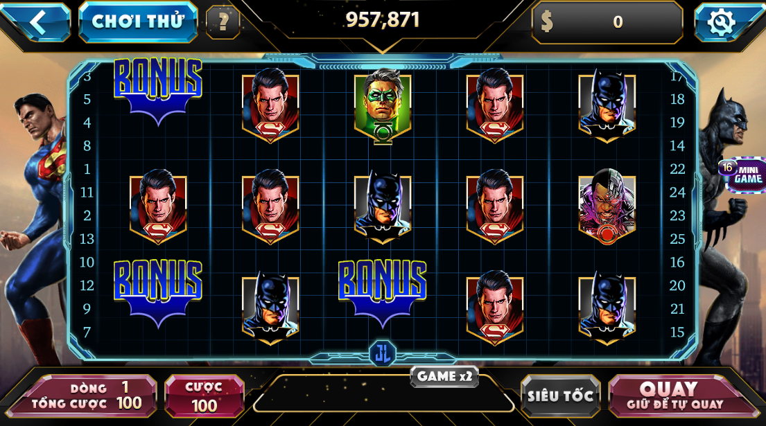 Giao diện Justice League tại 789 Club